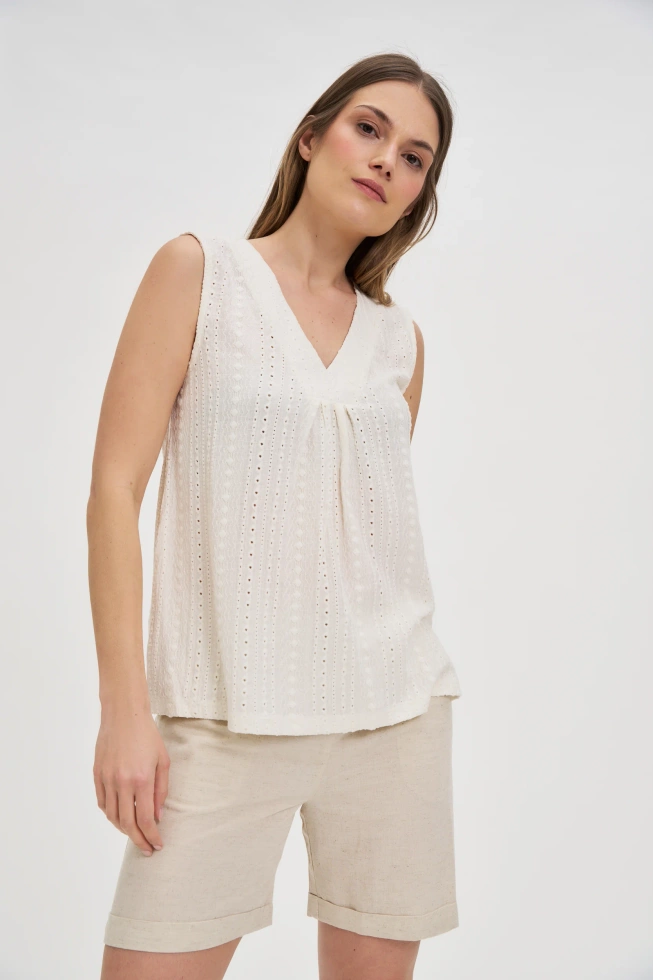 WOMEN'S TOP L-TS-4677 OFF WHITE