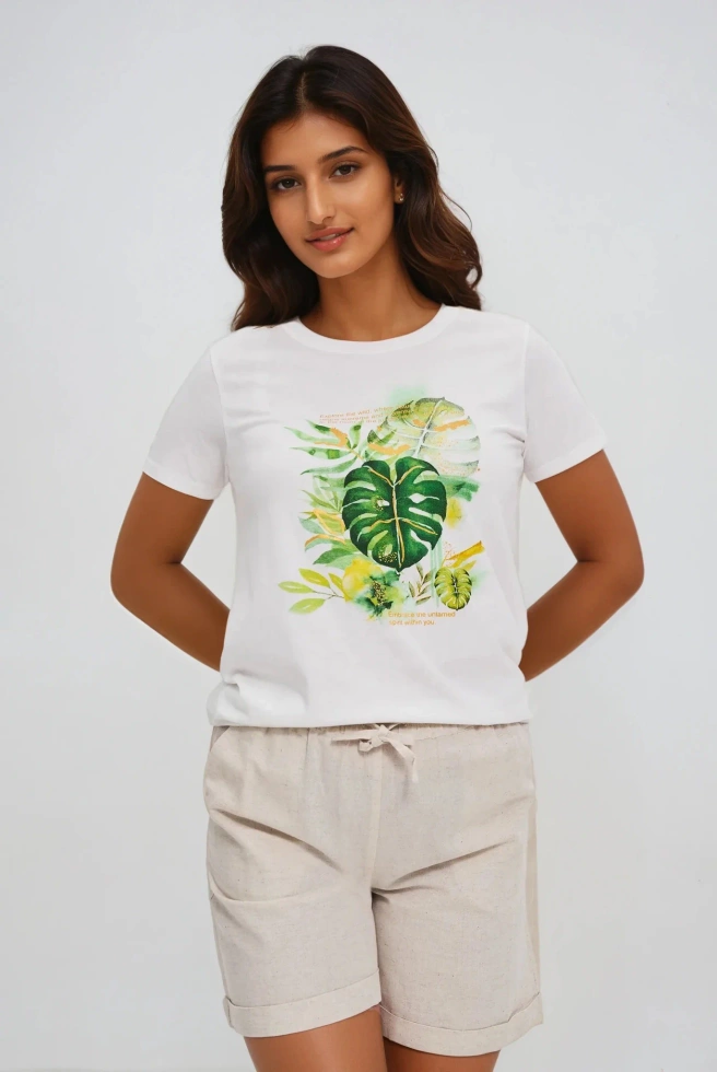 WOMEN'S TSHIRT L-TS-4728 OFF WHITE