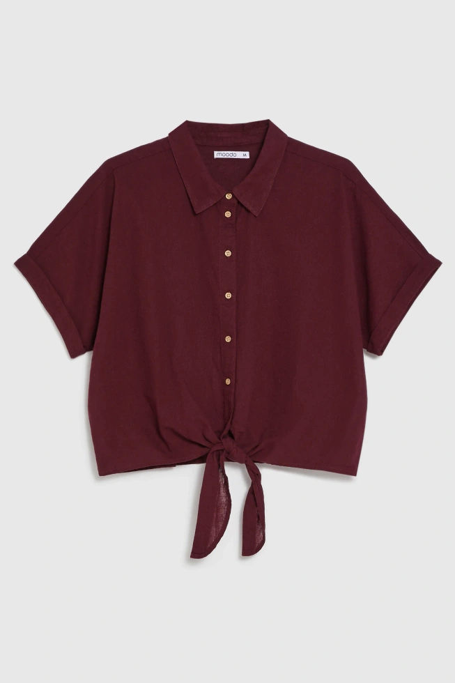 KOSZULA DAMSKA L-KO-4949 BURGUNDY-pakiet