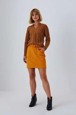 Trapezowa spódnica z kieszeniami Z-SC-3614 AMBER