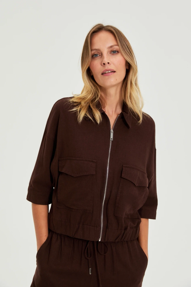 WOMEN'S JACKETS L-KU-4924 D.BROWN