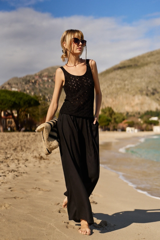 WOMEN'S TOP L-TS-4716 BLACK