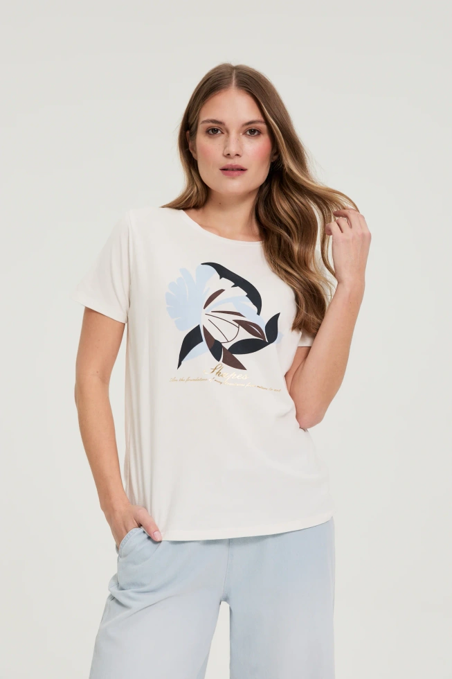 WOMEN'S TSHIRT L-TS-5003 OFF WHITE