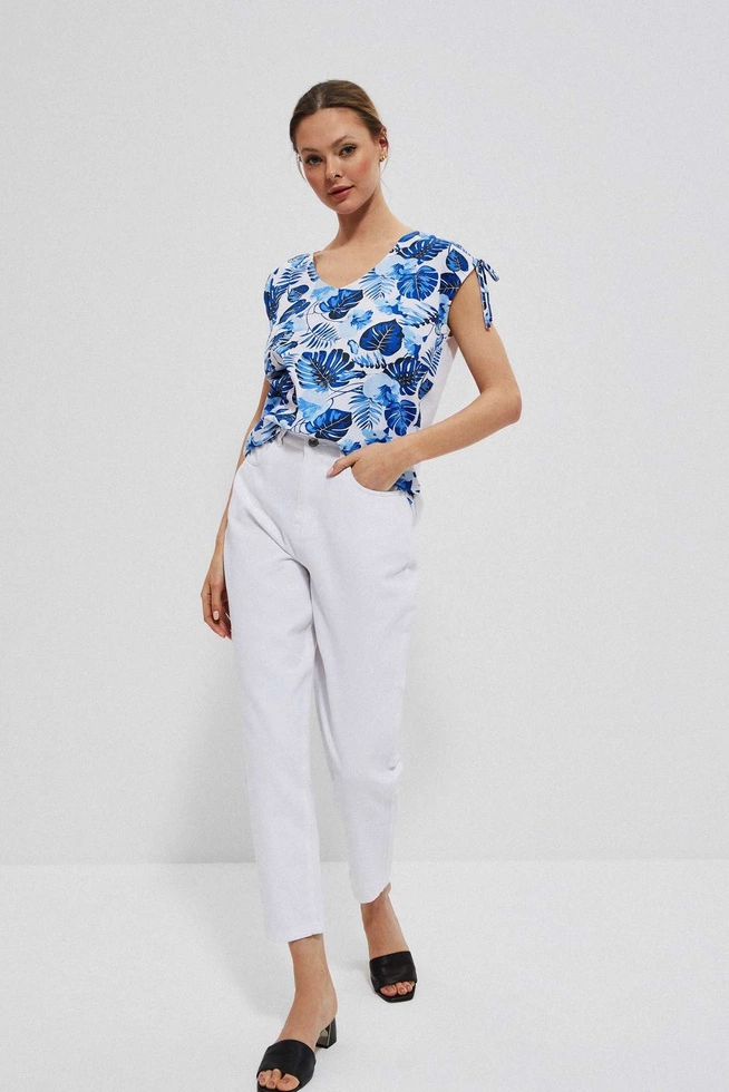 Bluzka z motywem liści L-TS-3852 WHITE