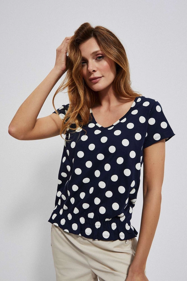 Polka dot blouse with a V-neckline