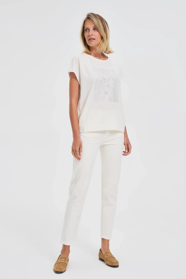 WOMEN'S TSHIRT L-TS-4640 OFF WHITE