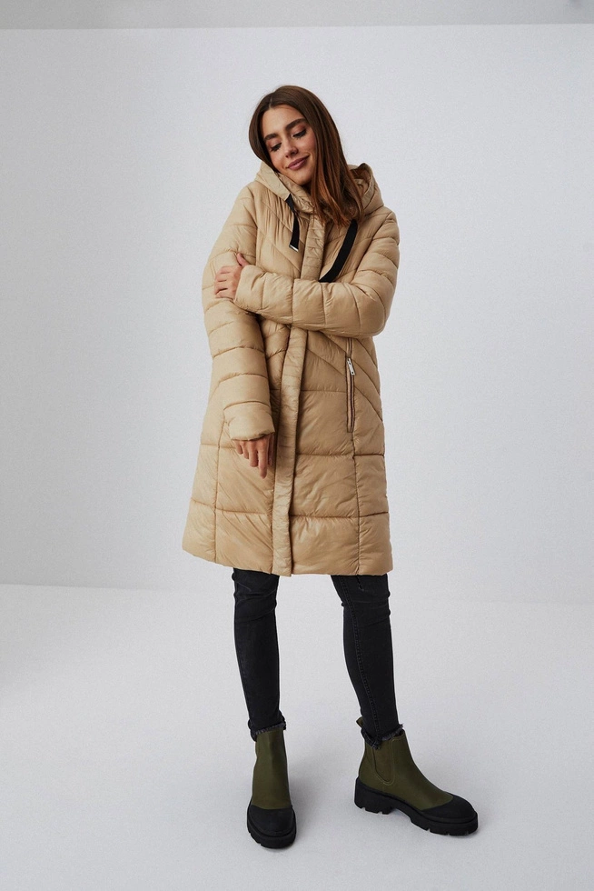 Quilted coat with a hood