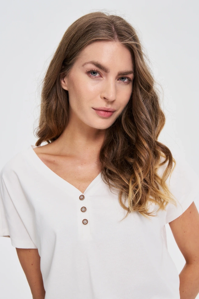 KOSZULKA DAMSKA L-TS-4702 OFF WHITE