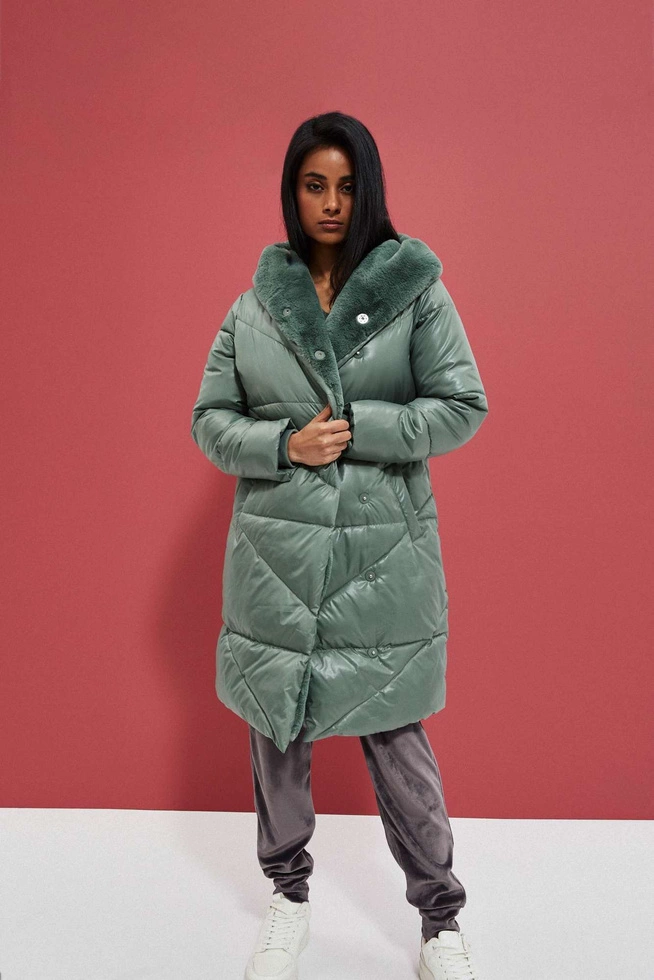 Quilted jacket with insulated hood