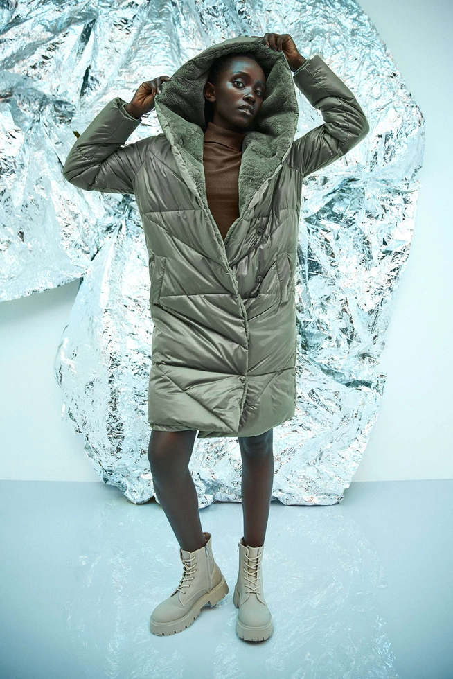Quilted jacket with insulated hood