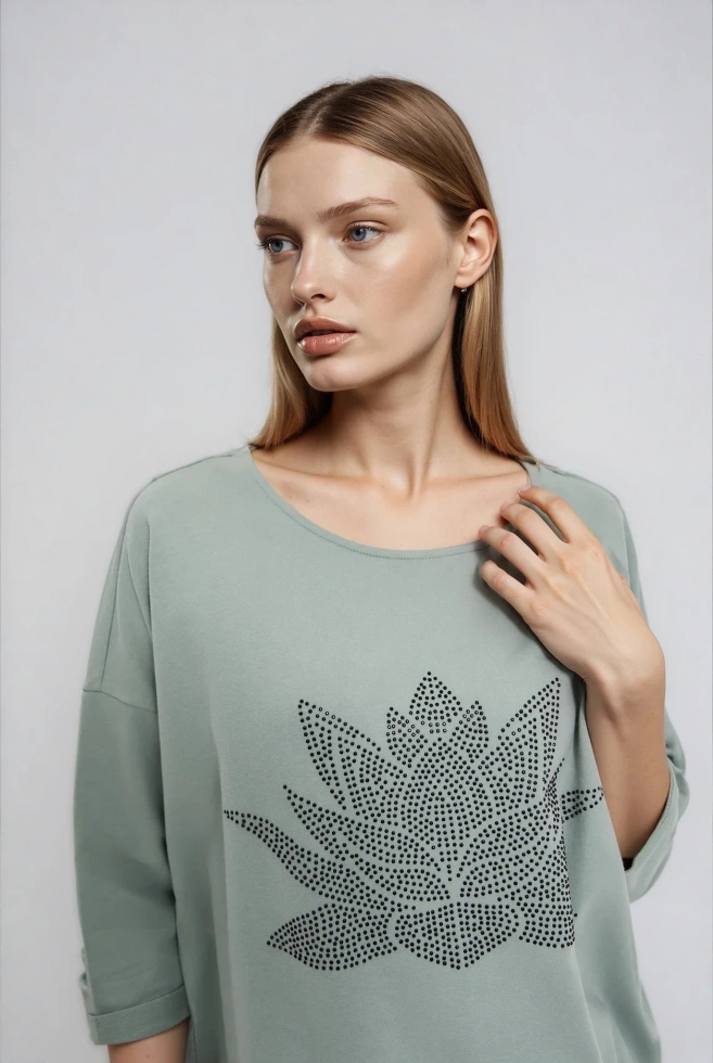 WOMEN'S SWEATSHIRT L-BL-4904 OLIVE-set