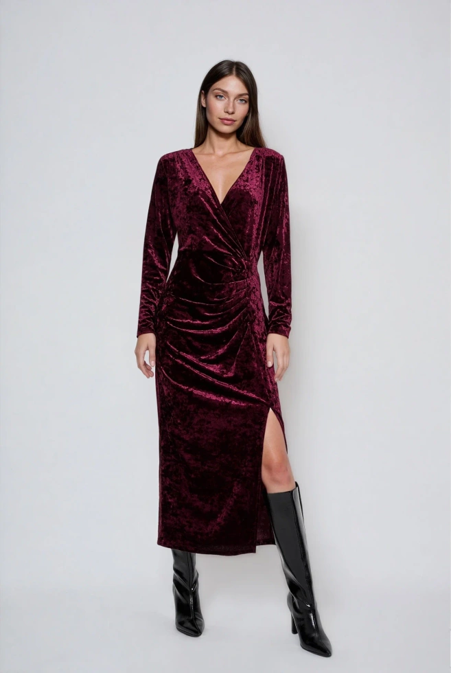 WOMEN'S DRESS Z-SU-4826 BURGUNDY