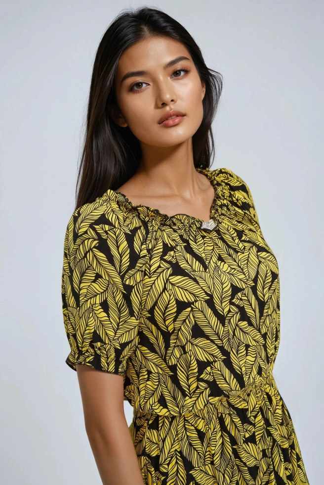 WOMEN'S DRESS L-SU-4657 YELLOW