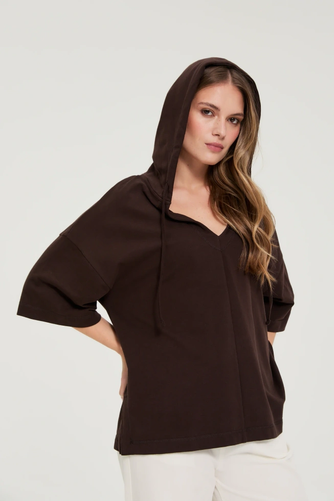 WOMEN'S SWEATSHIRT L-BL-4918 D.BROWN