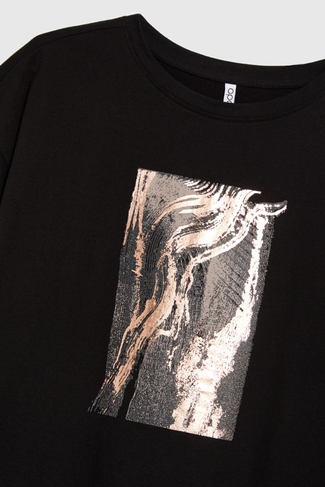 WOMEN'S T-SHIRT L-TS-4749 BLACK