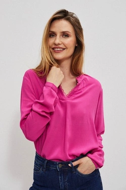 Shirt with lace neckline