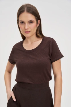 WOMEN'S TSHIRT L-TS-4672 D.BROWN-set