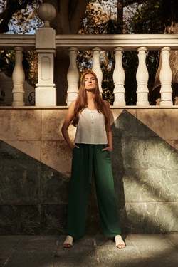 LADIES PANTS L-SP-4013 PALM LEAF