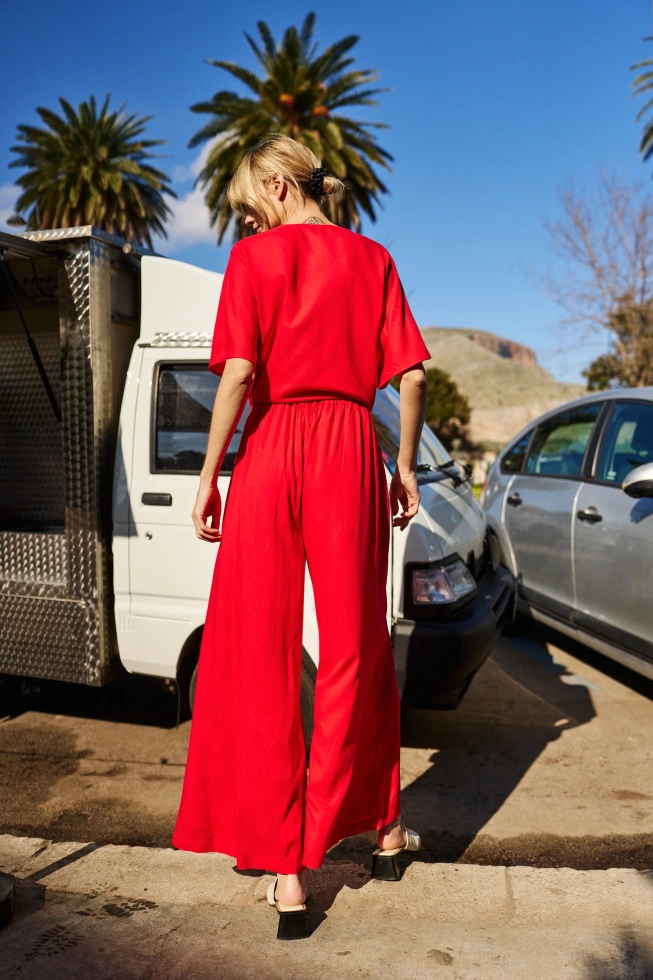 WOMEN'S PANTS L-SP-4628 RED-set
