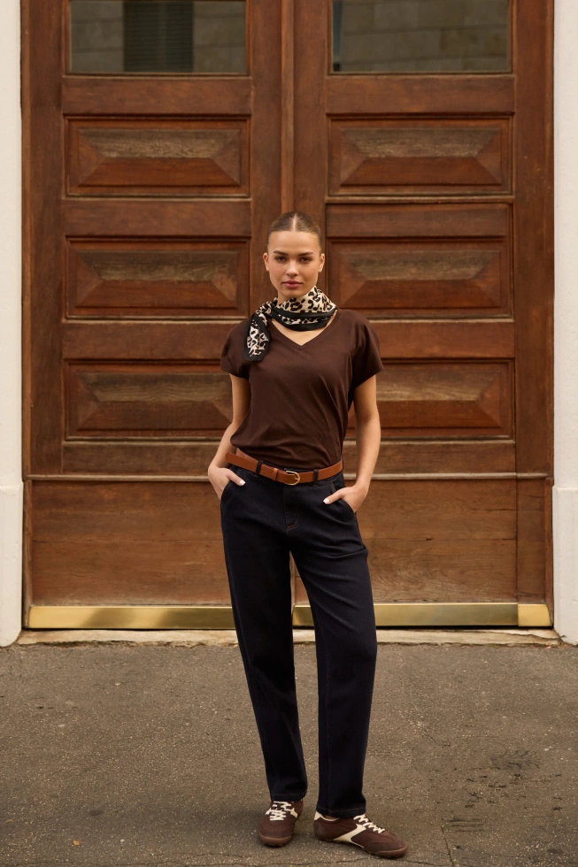 WOMEN'S TSHIRT L-TS-4951 D.BROWN