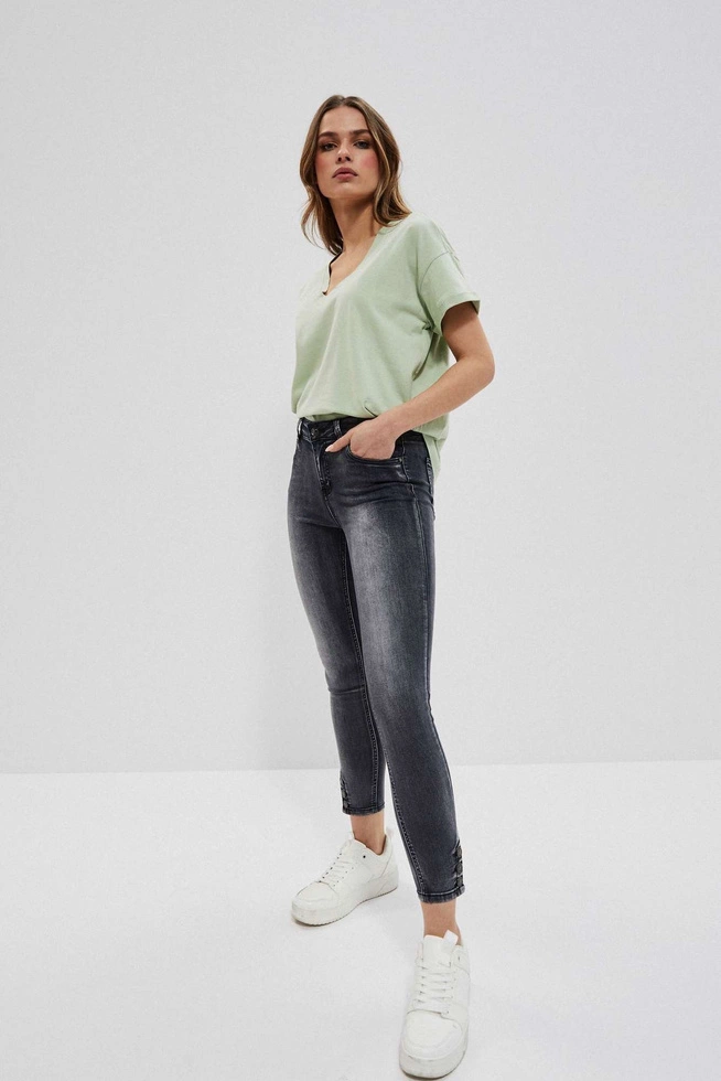 Jeansy medium waist L-JE-3713 GRAPHITE