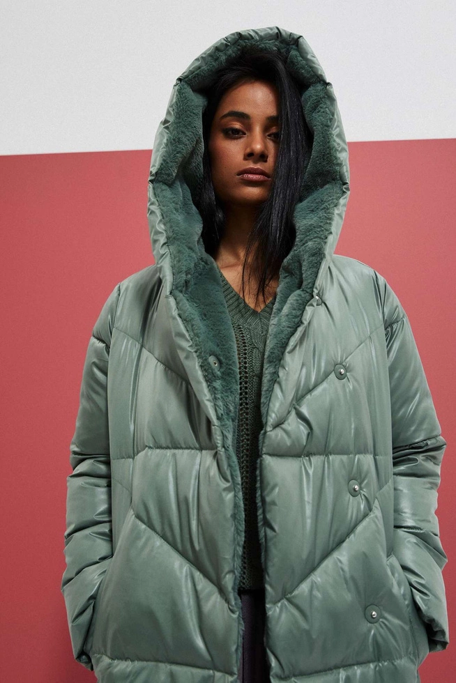 Quilted jacket with insulated hood
