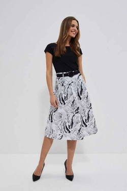 Wzorzysta spódnica z bawełny L-SC-3709 BLACK_WHITE