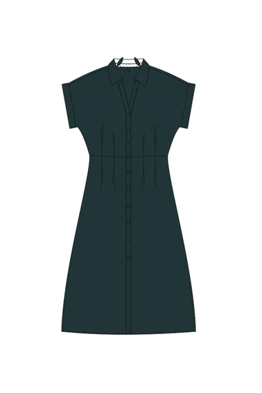 WOMEN'S DRESS L-SU-4936 D.GREEN