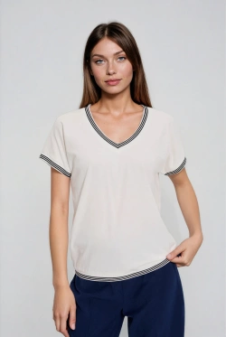 WOMEN'S TSHIRT L-TS-4908 OFF WHITE