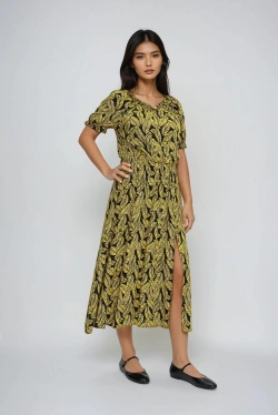 WOMEN'S DRESS L-SU-4657 YELLOW
