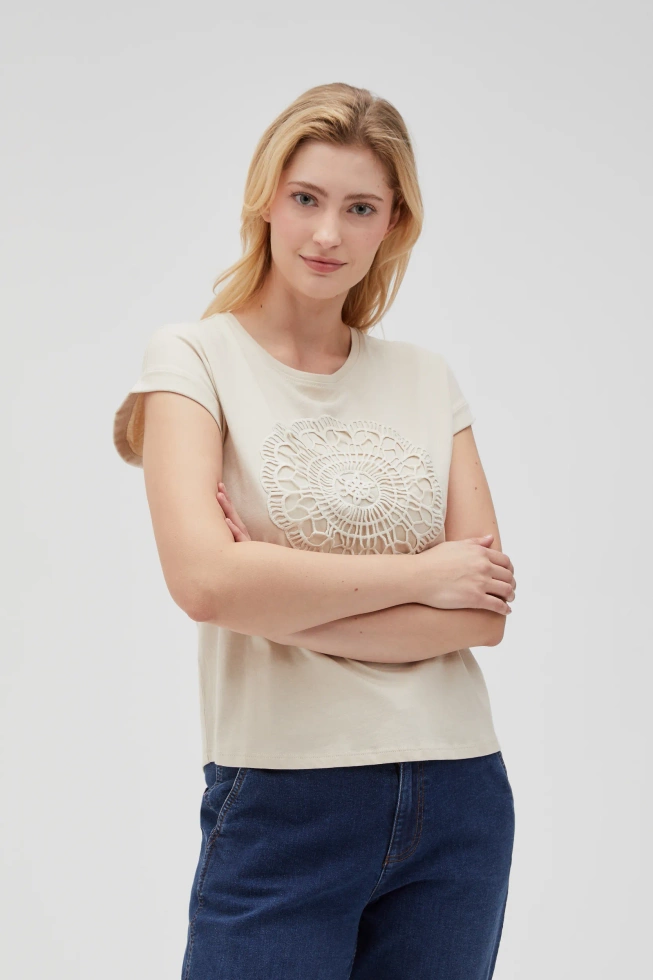 WOMEN'S TSHIRT L-TS-4644 L.BEIGE