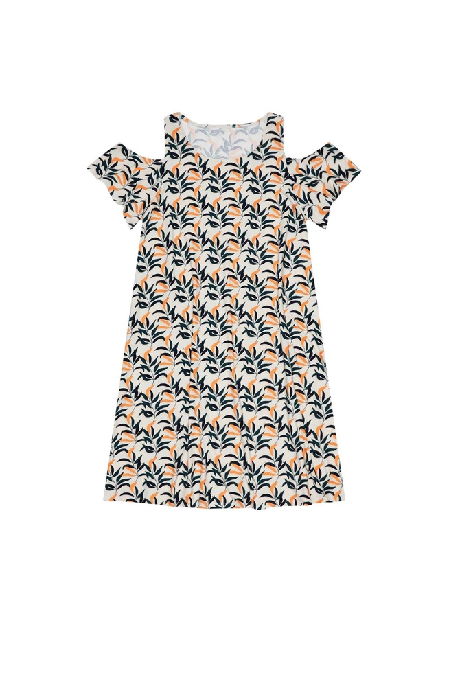 Patterned cold arms dress