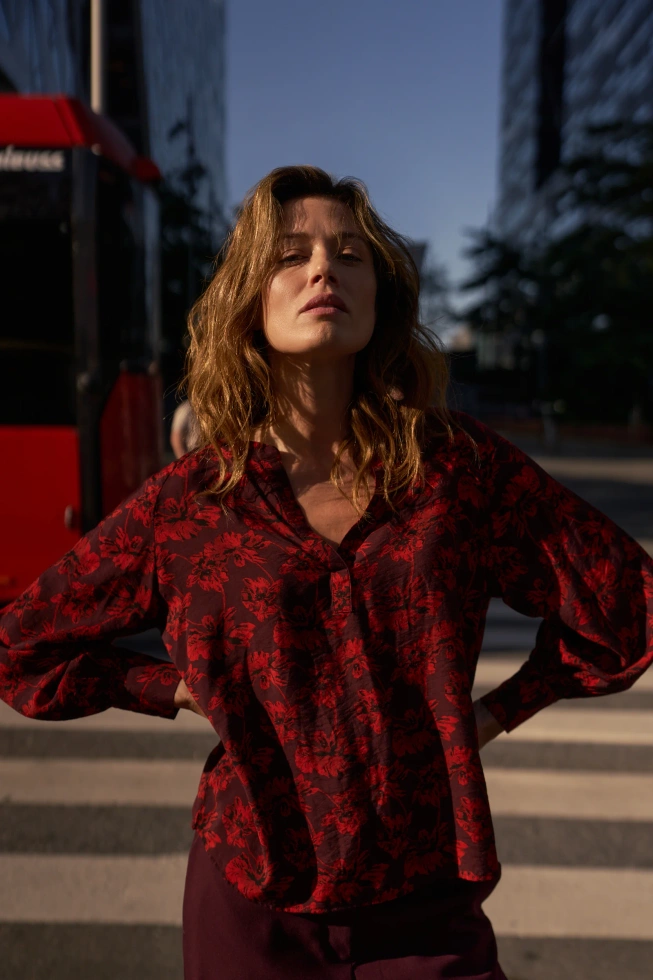 WOMEN'S SHIRT Z-KO-4827 BURGUNDY