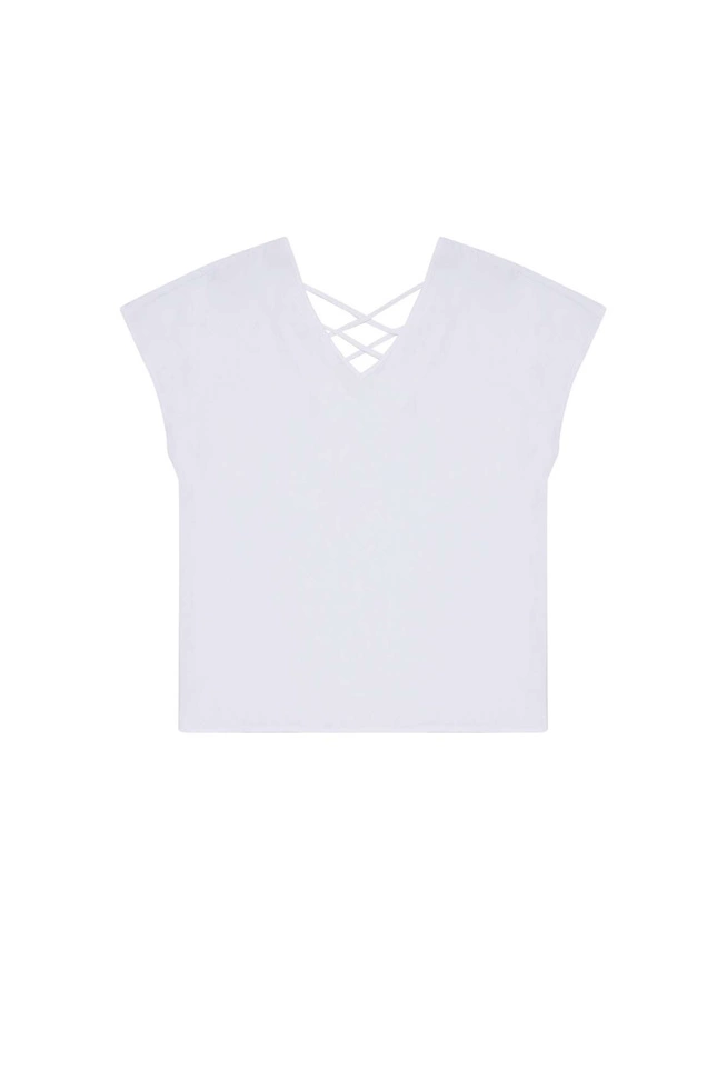 Bluzka koszulowa z wiskozy L-KO-3743 WHITE