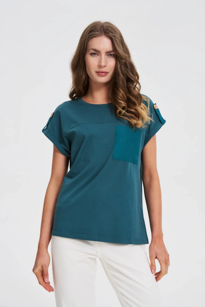 KOSZULKA DAMSKA L-TS-4706 D.GREEN