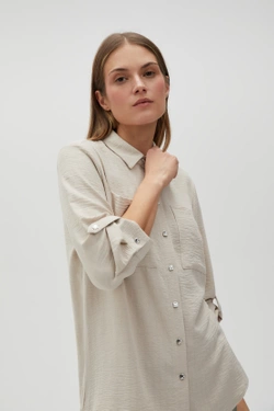 KOSZULA DAMSKA L-KO-4613 L.BEIGE-pakiet