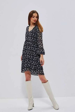 Flared dress with a floral pattern