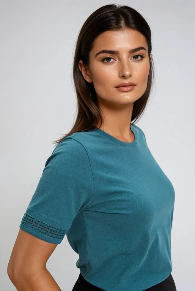 WOMEN'S TSHIRT L-TS-4671 D.GREEN