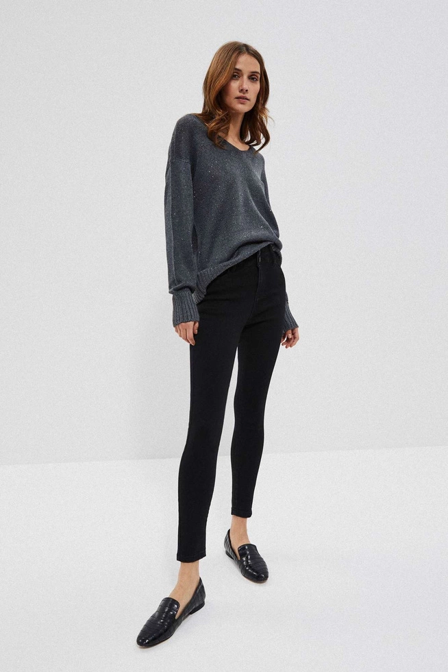 Sweater with a neckline on the back