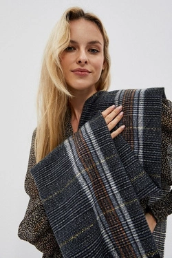 Check scarf with fringes-set