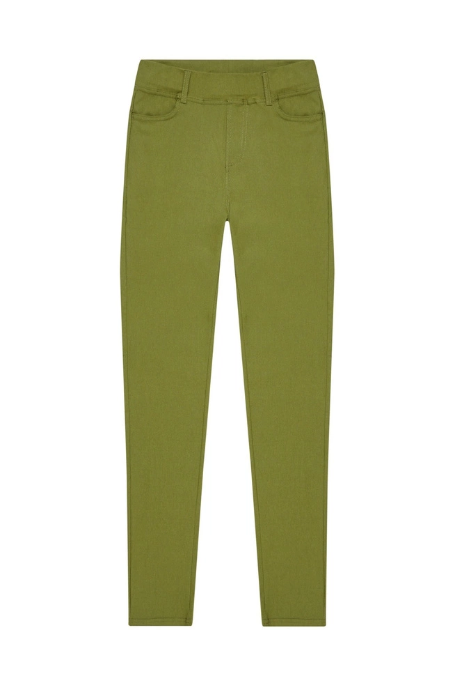 Spodnie rurki z wysokim stanem L-SP-3402 OLIVE