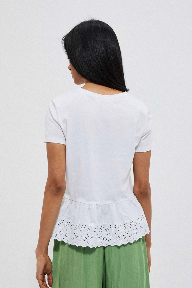 Bawełniana bluzka z falbaną L-TS-3854 WHITE