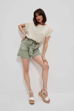 Paperbag denim shorts
