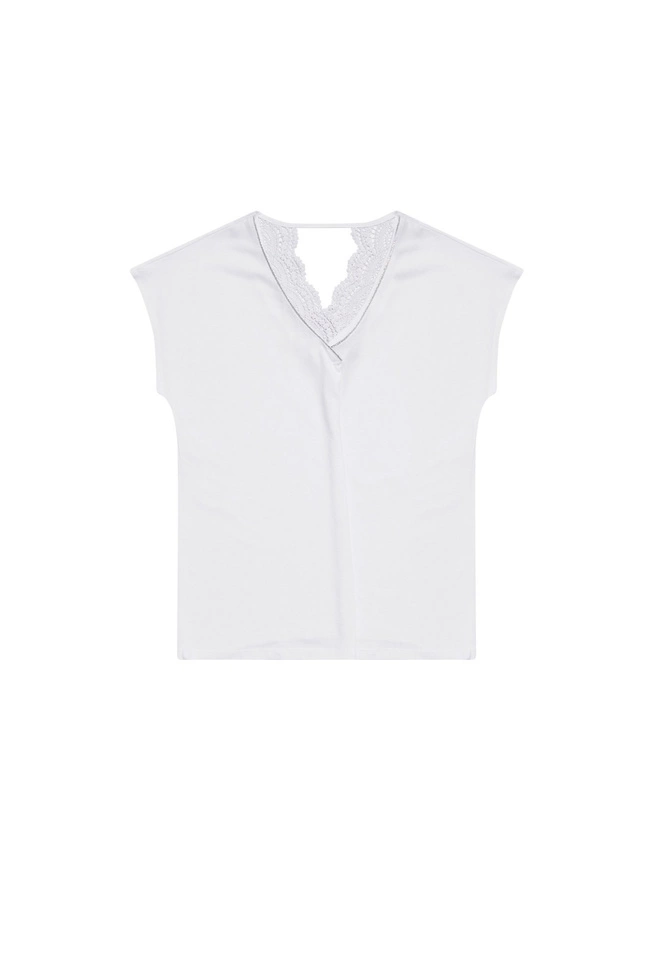 Bluzka z koronką na plecach L-TS-3175 WHITE