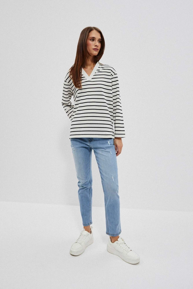 BLUZA DAMSKA L-BL-4011 OFF WHITE_BLACK