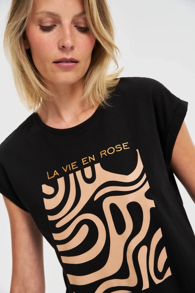 WOMEN'S T-SHIRT L-TS-4739 BLACK