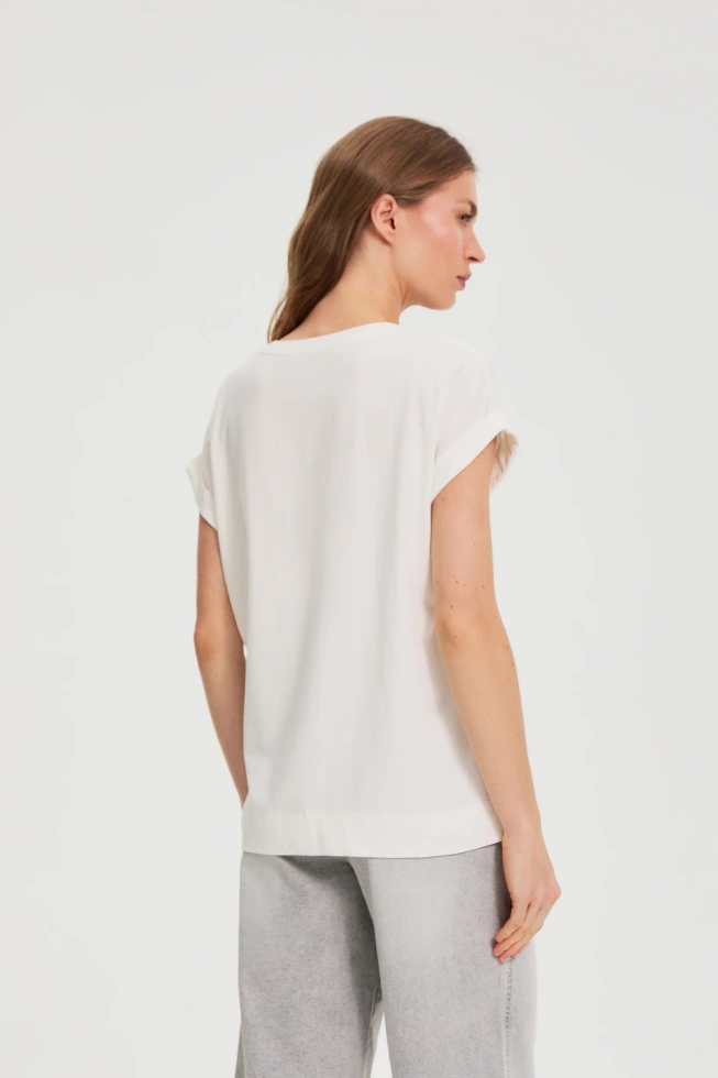 WOMEN'S TSHIRT L-TS-4940 OFF WHITE