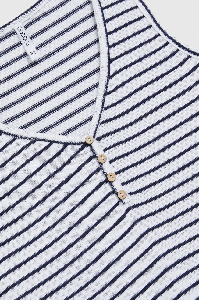 WOMEN'S TOP L-TS-4680 WHITE_NAVY
