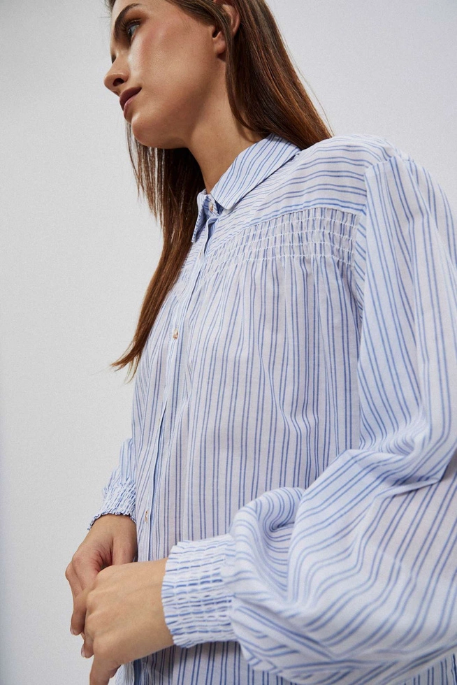 LADIES SHIRT L-KO-4009 WHITE_BLUE
