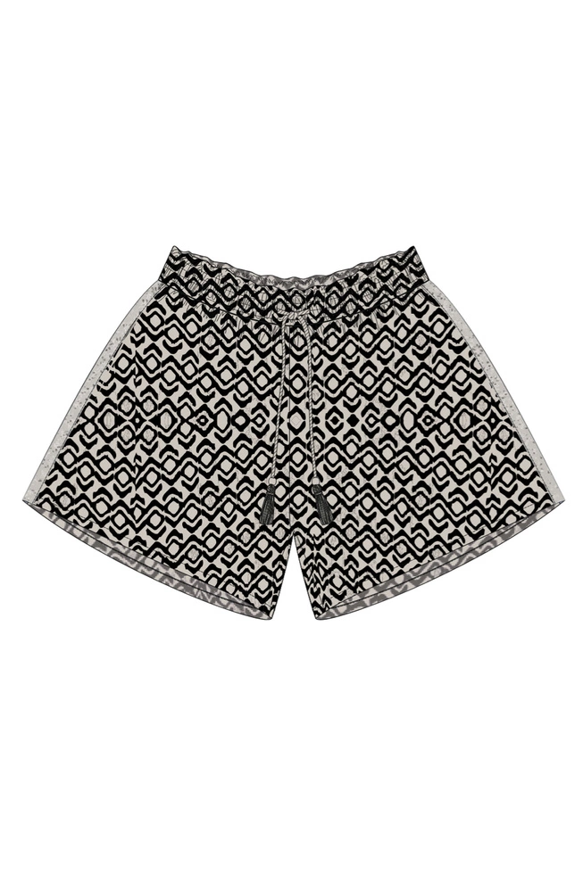 WOMEN'S SHORTS L-SH-4903 BLACK_L.BEIGE